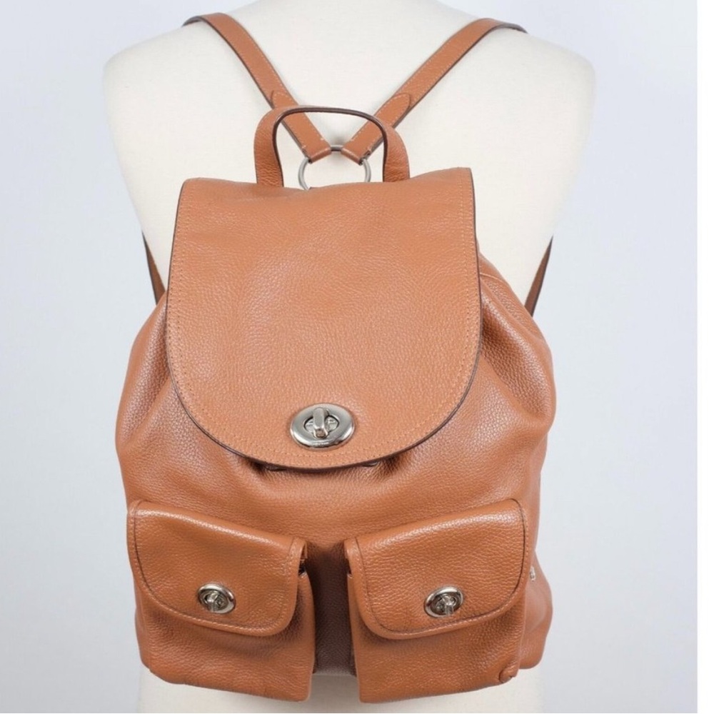 Coach Brown Turnlock Heritage Rucksack Silver Hardwear Backpack